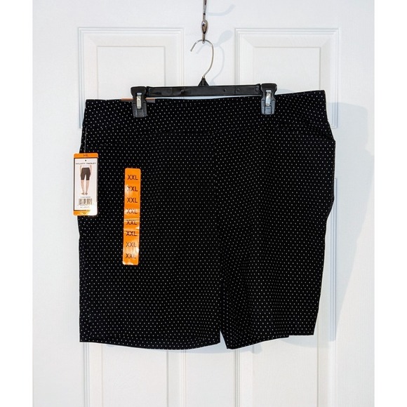 Hilary Radley Bermuda Shorts Polka Dot Pull On Knit Stretch XXL Navy White NWT - Picture 2 of 9